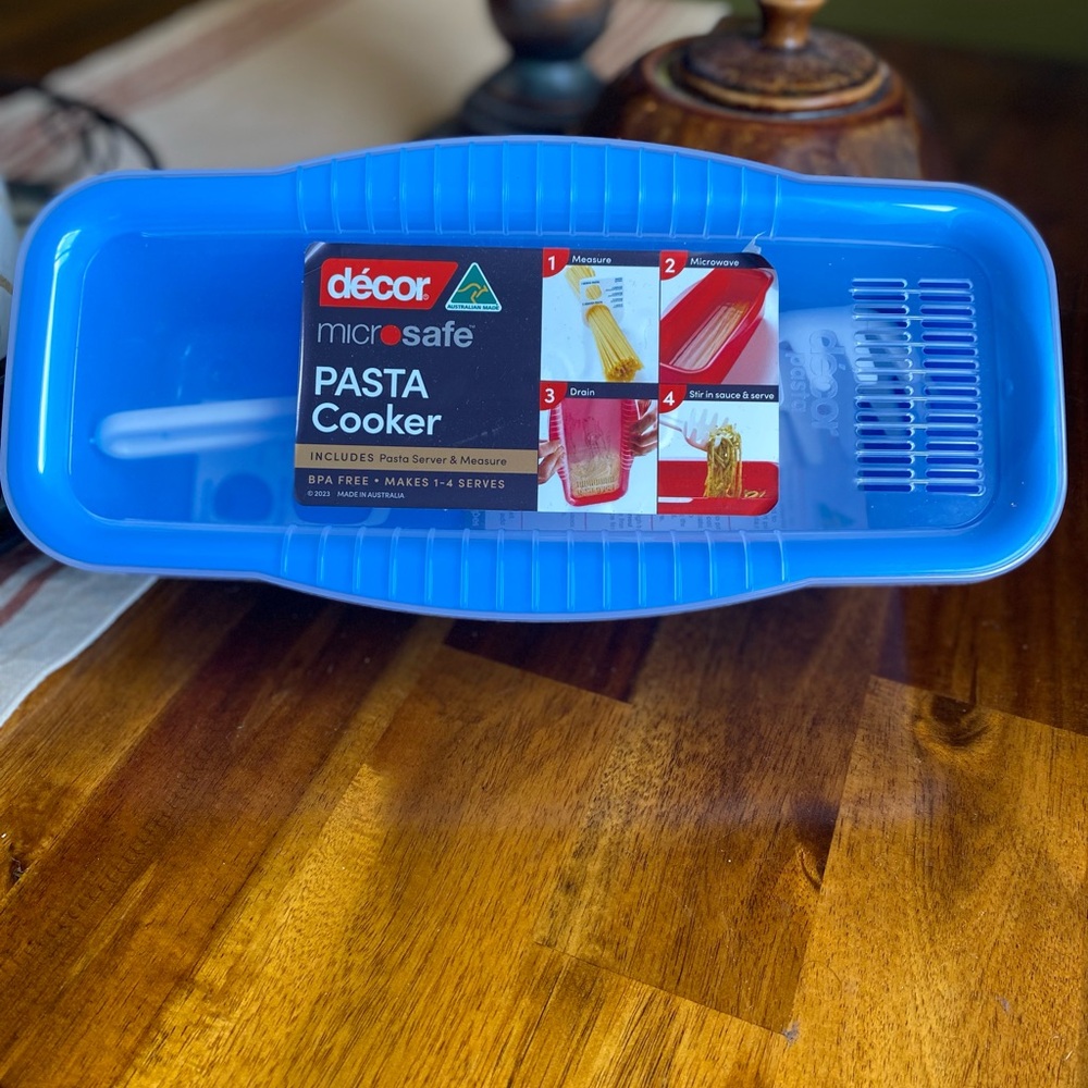 NWOT Decor Blue Microsafe 4 Piece Pasta Cooker